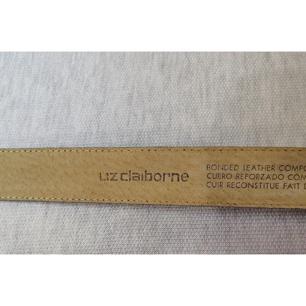 Liz Claiborne Dark Brown Leather Belt Gold Buckle Large